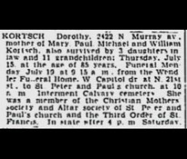 Dorothy Landgraf Kortsch-Obit-Wife-Paul Sr-Milw Journal (July 16 1937)
