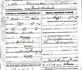 Frank Kortsch-Death Registration (Sept 24 1909)