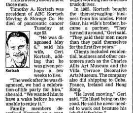 Timothy Kortsch-Obit and Biography (2008)